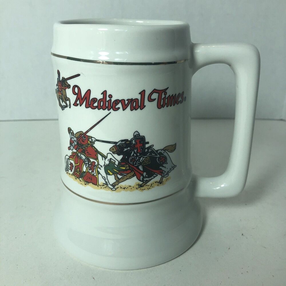 Mug Shanty Medieval Times Mug Beer Stein Tankard 6" Tall Joust Knights Horses B4 - Picture 2 of 7
